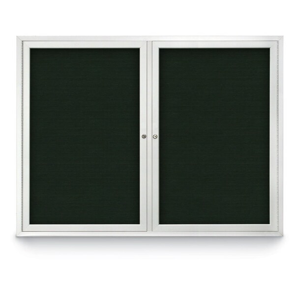United Visual Products 48"x36" 2-Door Enclosed Outdoor Letterboard, Green Felt/Satin UV1161D-SATIN-GREEN - main